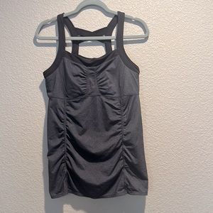 Athleta Tank with built in bra - size L gray/black